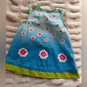 Floral Blue and Green Kids Dress
